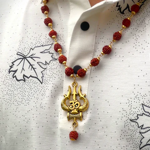 Om Shiva Trishul Rudraksha Necklace