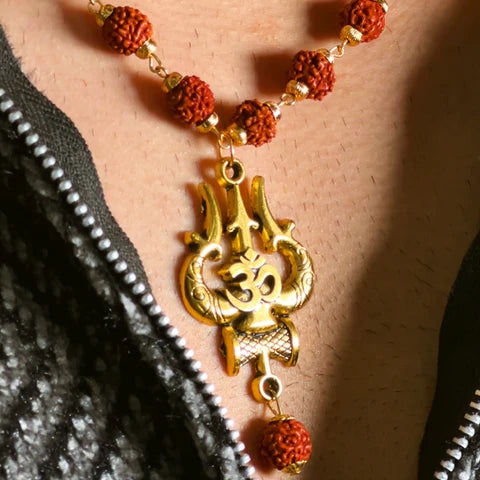 Om Shiva Trishul Rudraksha Necklace