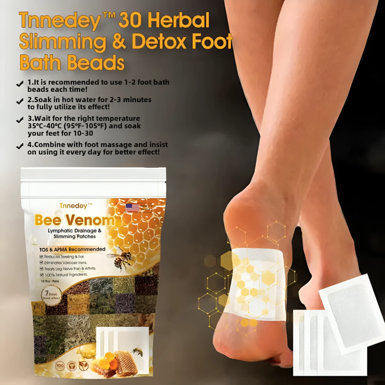 Bee Venom Lymphatic Drainage & Slimming Foot Patches (20pcs) For 20 Day