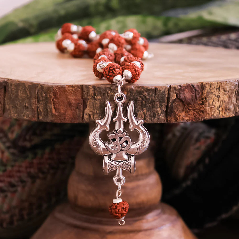 Om Shiva Trishul Rudraksha Necklace
