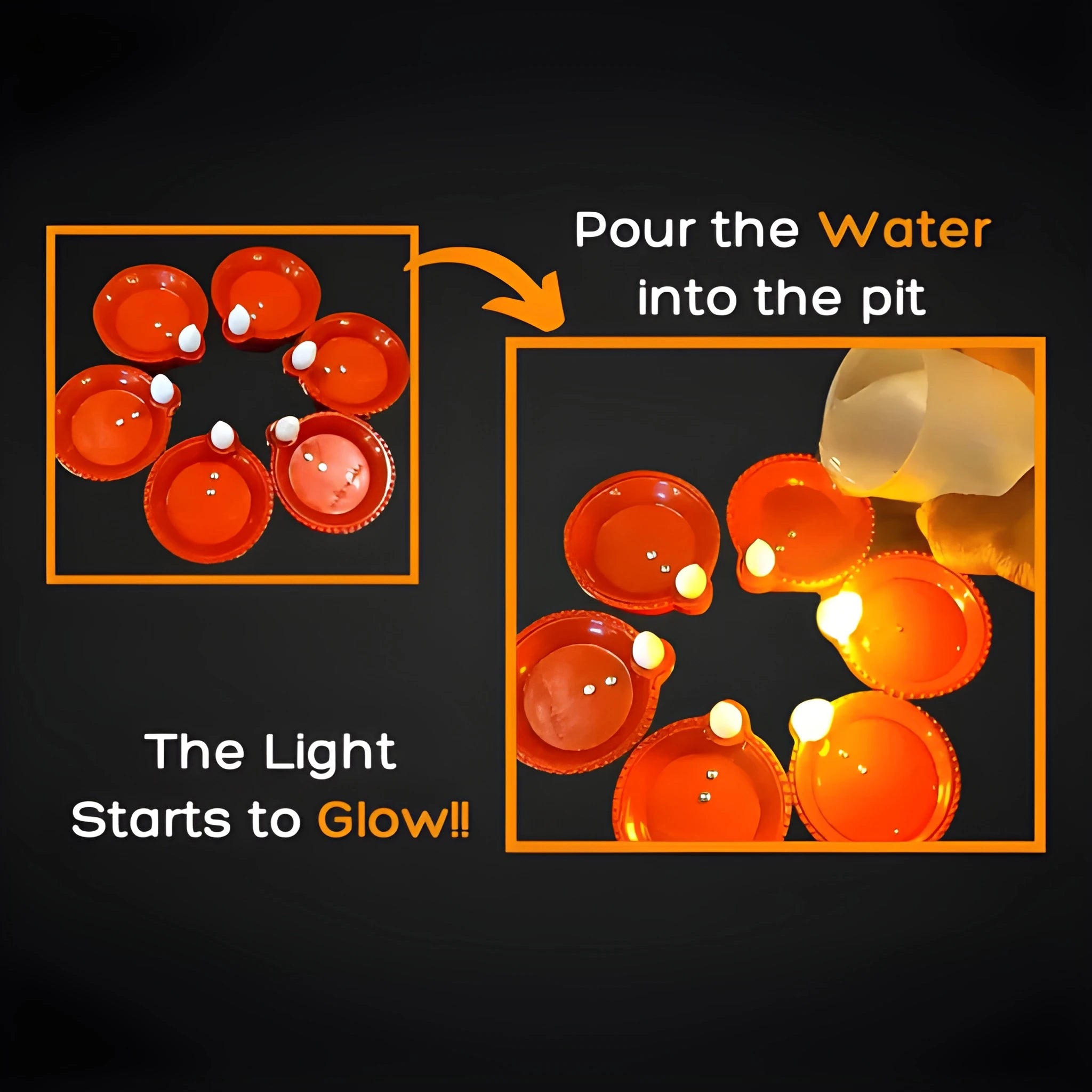 🪔 Divine Flame LED Light Water Sensor Diyas (Plastic) with, Ambient Lights