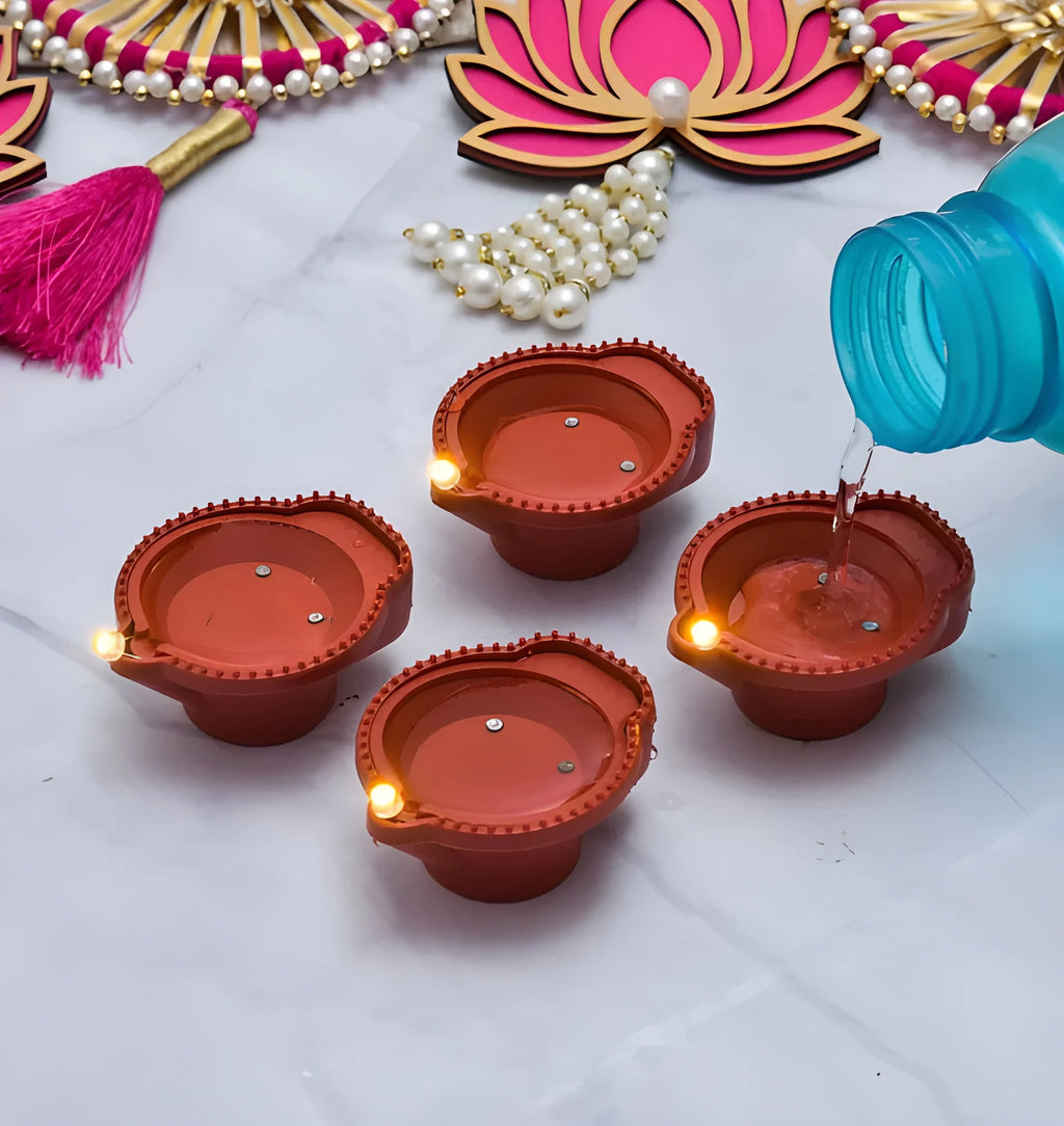 🪔 Divine Flame LED Light Water Sensor Diyas (Plastic) with, Ambient Lights